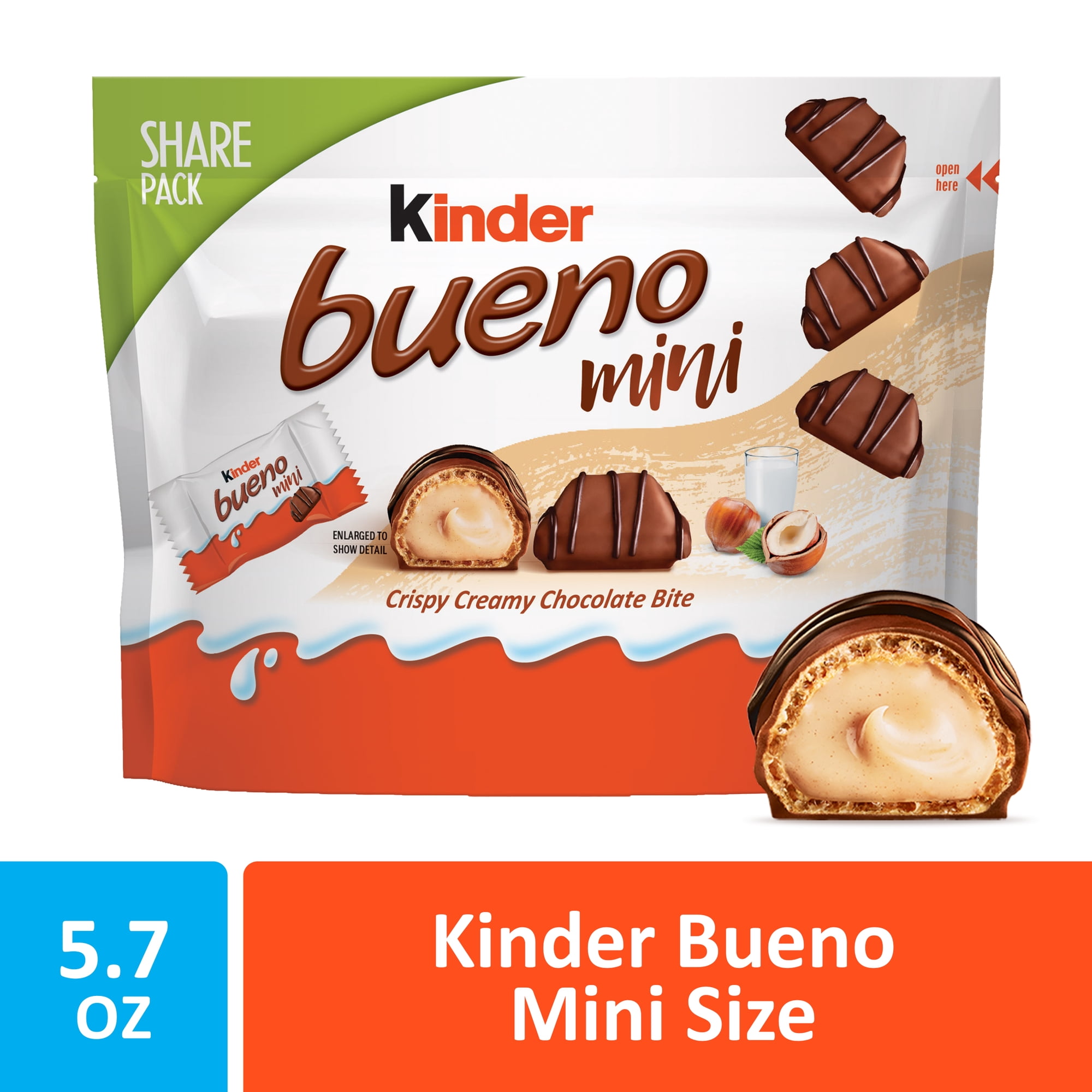 Kinder Bueno Mini Chocolate Bites with Crispy Wafer and Hazelnut Cream, Individually Wrapped, Share Pack, 5.7 oz