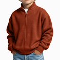 thumbnail image 2 of DJDLJWCJ Boys Zip Up Sweatshirts Stand Collar Long Sleeve Solid Color Sweatshirt Comforty Lightweight Full Zipper Jacket Orange Size 3T, 2 of 9