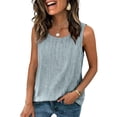thumbnail image 6 of Womens Workout Tank Tops Linen 2026 Spring Summer Casual Sleeveless Shirts Loose Lightweight Tops, Light Blue 5XL, 6 of 8