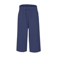 thumbnail image 5 of Womens Casual Pants Wide Leg Pants for Women Ladies' And Linen High Waisted Solid Color Loose And Tight Waist Lace Up Wide Leg Pants, 5 of 5