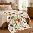 thumbnail image 6 of Ladybugs And Strawberry Garden Pattern, Playful Botanical Pattern Illustration for Garden Pattern Enthusiasts, Housewarming Gift, Cozy Flannel Blanket and Home Decor for Living Room and Bedroom, 6 of 7