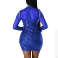 thumbnail image 2 of Minivestido Jigfar para mujer, sexy y elegante, con malla de strass, azul, 2 of 6