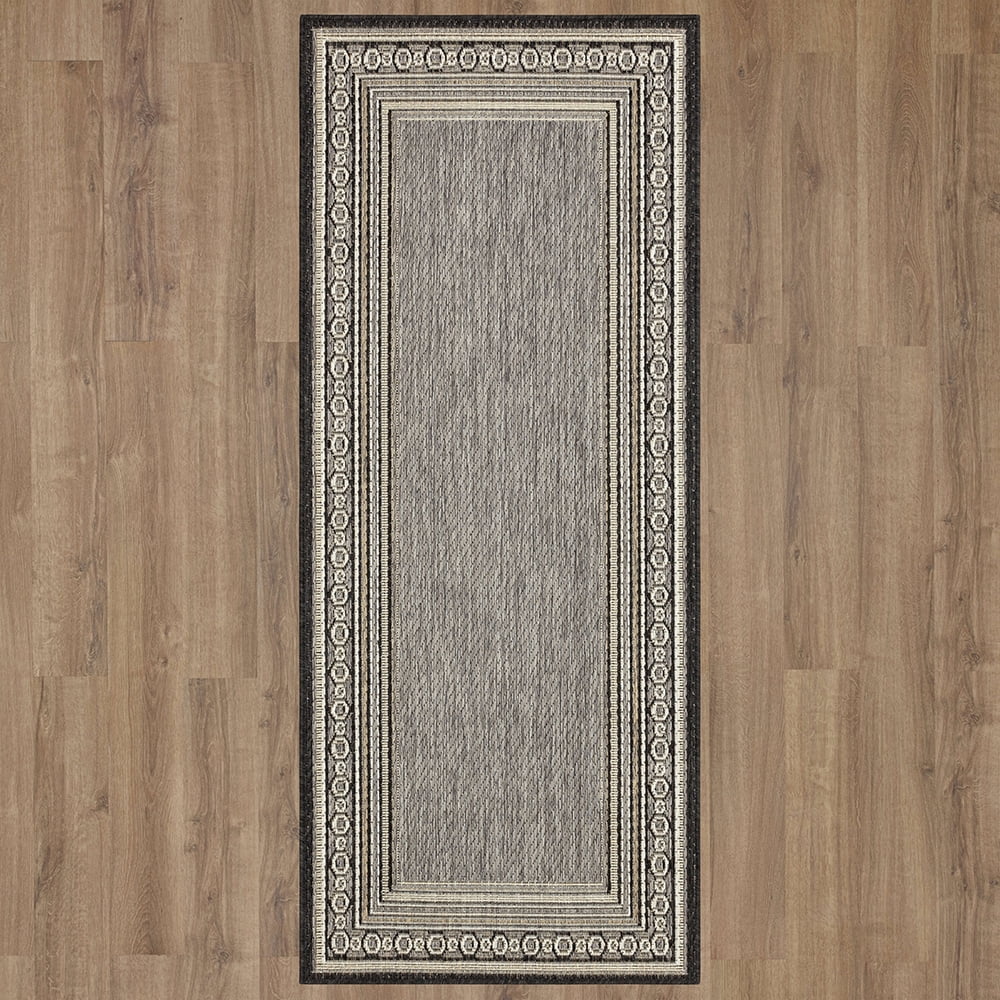 Mohawk Home Islamorada Stripe Outdoor Area Rug, Dark Grey, 2' 6" x 6'