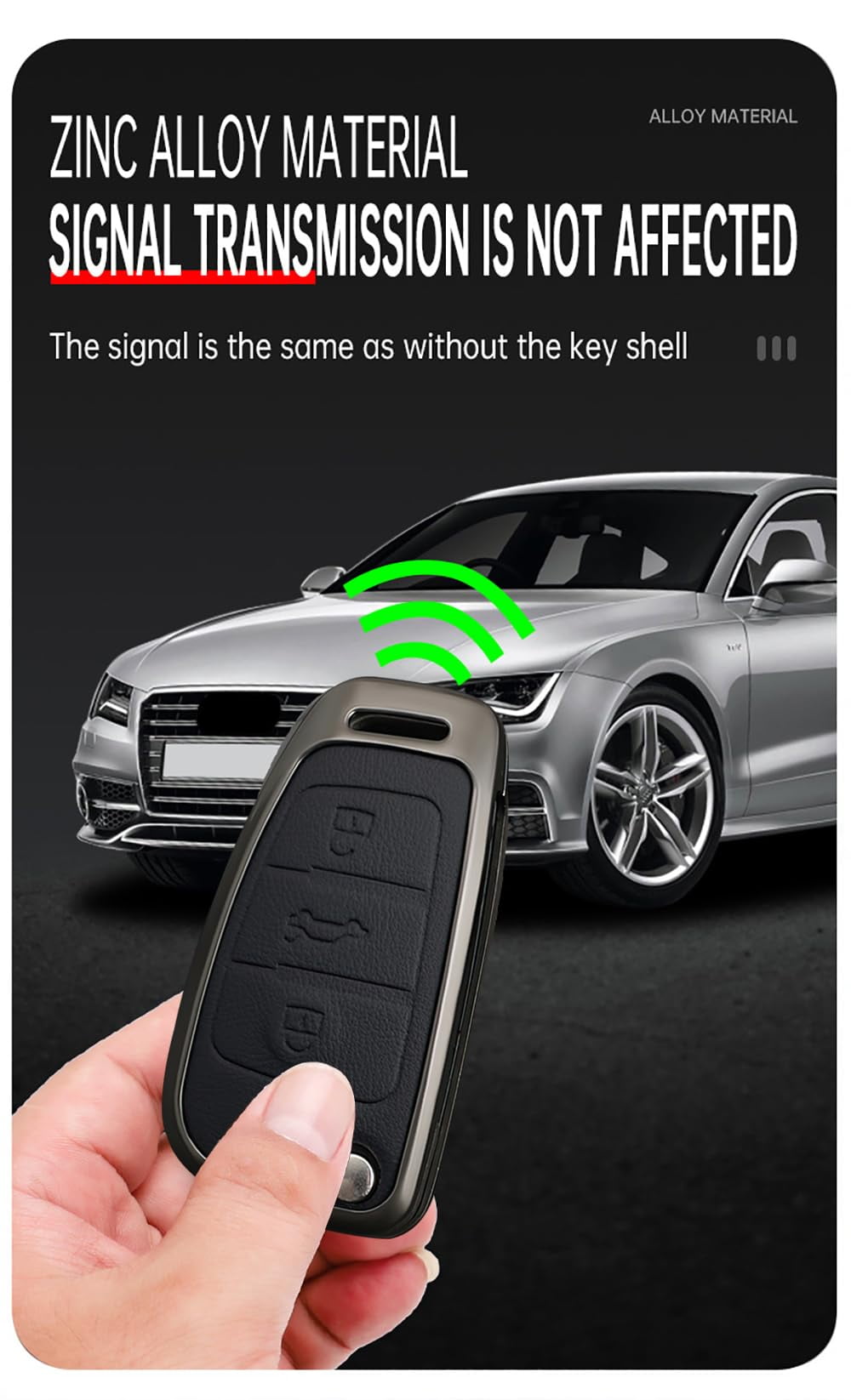 Flip Key Fob Cover Case Metal & Leather Compatible with Audi A1 A3 A4 A6 A8 Quattro Q3 Q7 S3 S6 RS3 RS6 R8 TT TTS Keyless
