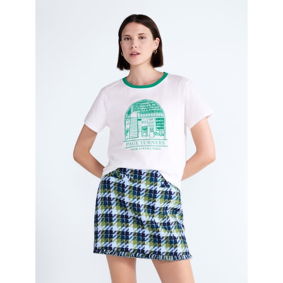 Free Assembly Women's and Women's Plus Cotton Cropped Boxy Tee with Short Sleeves, Sizes XS-4X