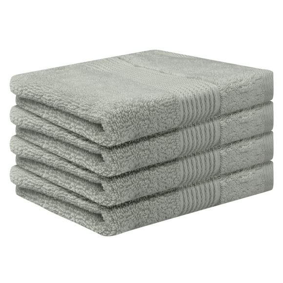 Toallas de cara de algodón a rayas REGALWOVEN, toallas absorbentes y ligeras para ba?o, hotel, spa 13' x 13' gris 4 paquetes