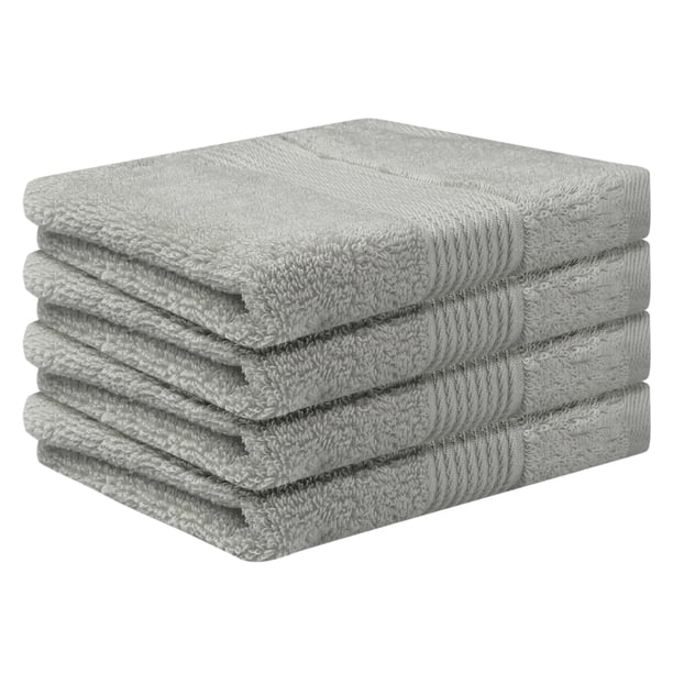 Toallas de cara de algodón a rayas REGALWOVEN, toallas absorbentes y ligeras para ba?o, hotel, spa 13' x 13' gris 4 paquetes