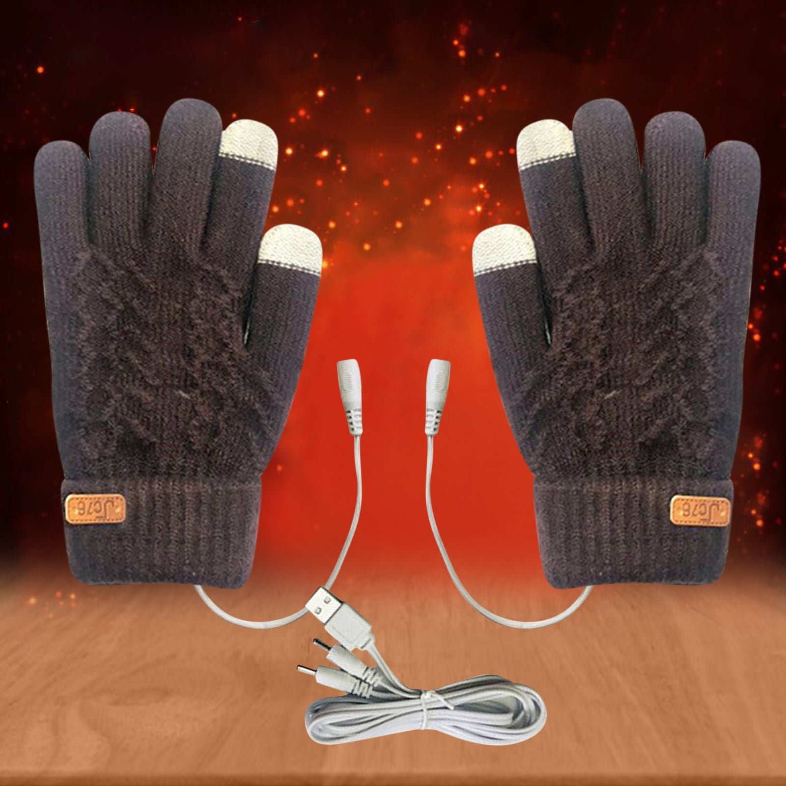 Ausyst Kitchen Gadgets USB Heated Gloves Electric Heated Mittens Women  Winter Warm Double-sided Heating Full Hands USB Rechargeable Gloves  Clearance