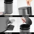 thumbnail image 4 of mDesign Round Metal 1.3 Gallon Step Trash Can - Lid, Removable Liner - Dark Gray, 4 of 7