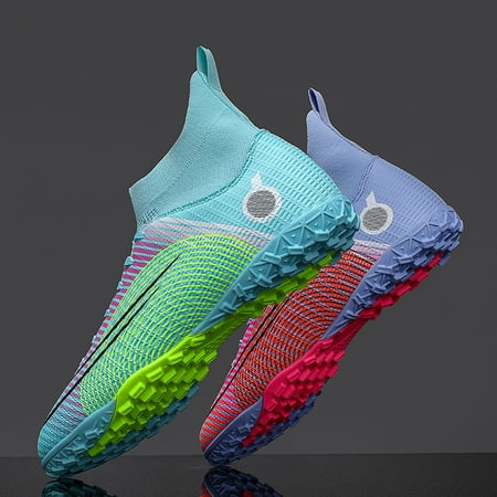 

Men s Cleats TF Soccer Shoes Comfortable Lightweight Turf Training Shoes For Football Green + Purple For Super Foot Bowl