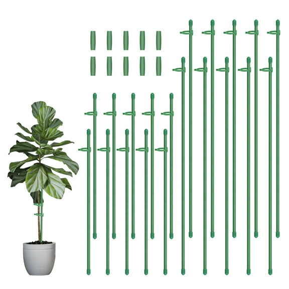20pcs Plant Support Stakes, EEEkit Height Adjustable Single Garden Stem Plant Ties with Clips