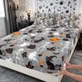 thumbnail image 3 of Erosebridal Halloween Ghost Fitted Sheet Queen 3-Piece,Gothic Skeleton Bedding,Grey,1 Fitted Sheet and 2 Pillowcases, 3 of 6