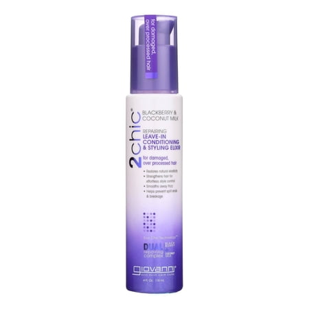 Giovanni Hair Care Products Conditioner - 2Chic - Repairing - Leave-In Conditioning and Styling Elixir - Blackberry and Coconut Milk - 4 oz - 1 each