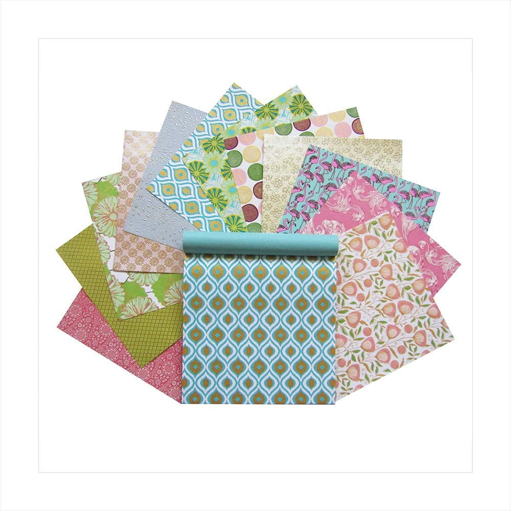 Paperhues World of Pastels Handmade Scrapbook Paper 12 x 12" Pad, 24 Sheets (2 sheets each of 12 styles)