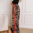 thumbnail image 6 of adaychics Leopard Pants Women Side Striped Elastic Waist Drawstring Trousers Fashion Pants Daily Wear, 6 of 8