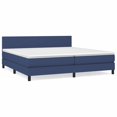 Box spring bed with mattress blue 200x200 cm fabric