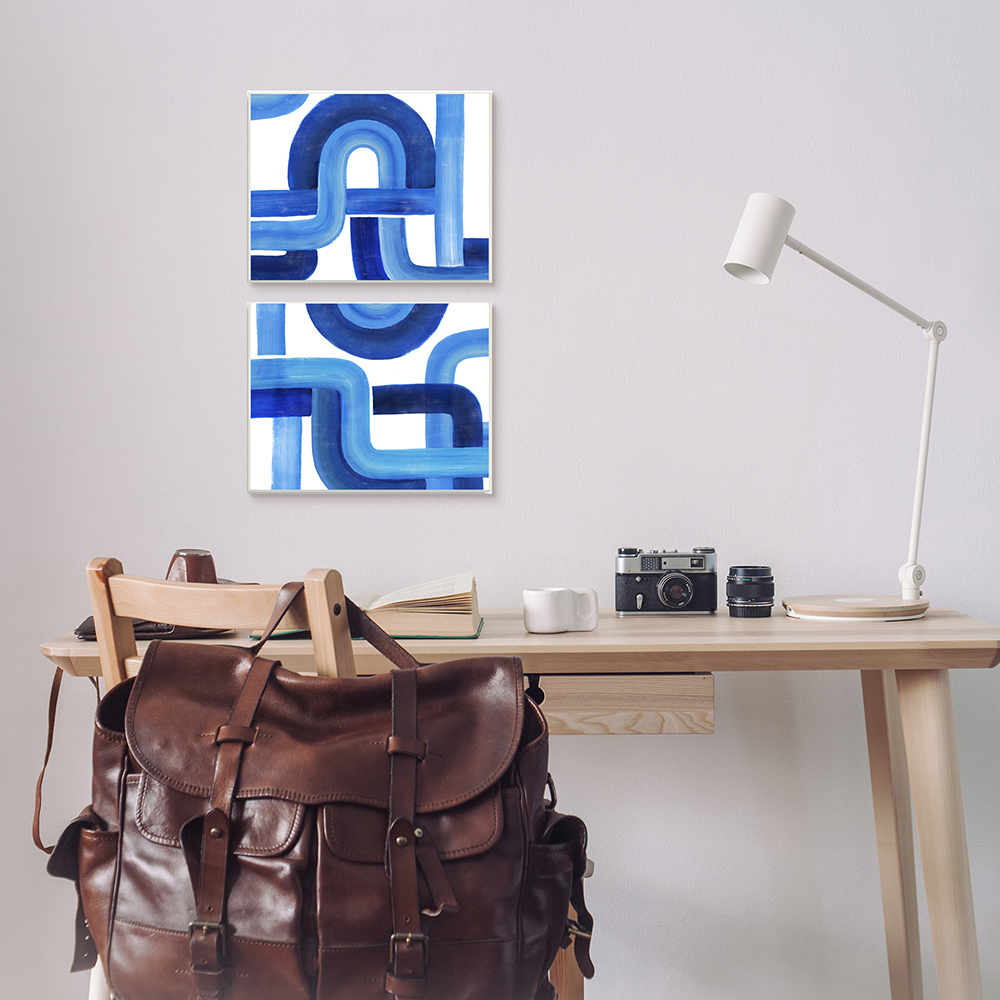 Stupell Industries Woven Blue Lines Geometric Color Abstraction Canvas Wall Art by Grace Popp