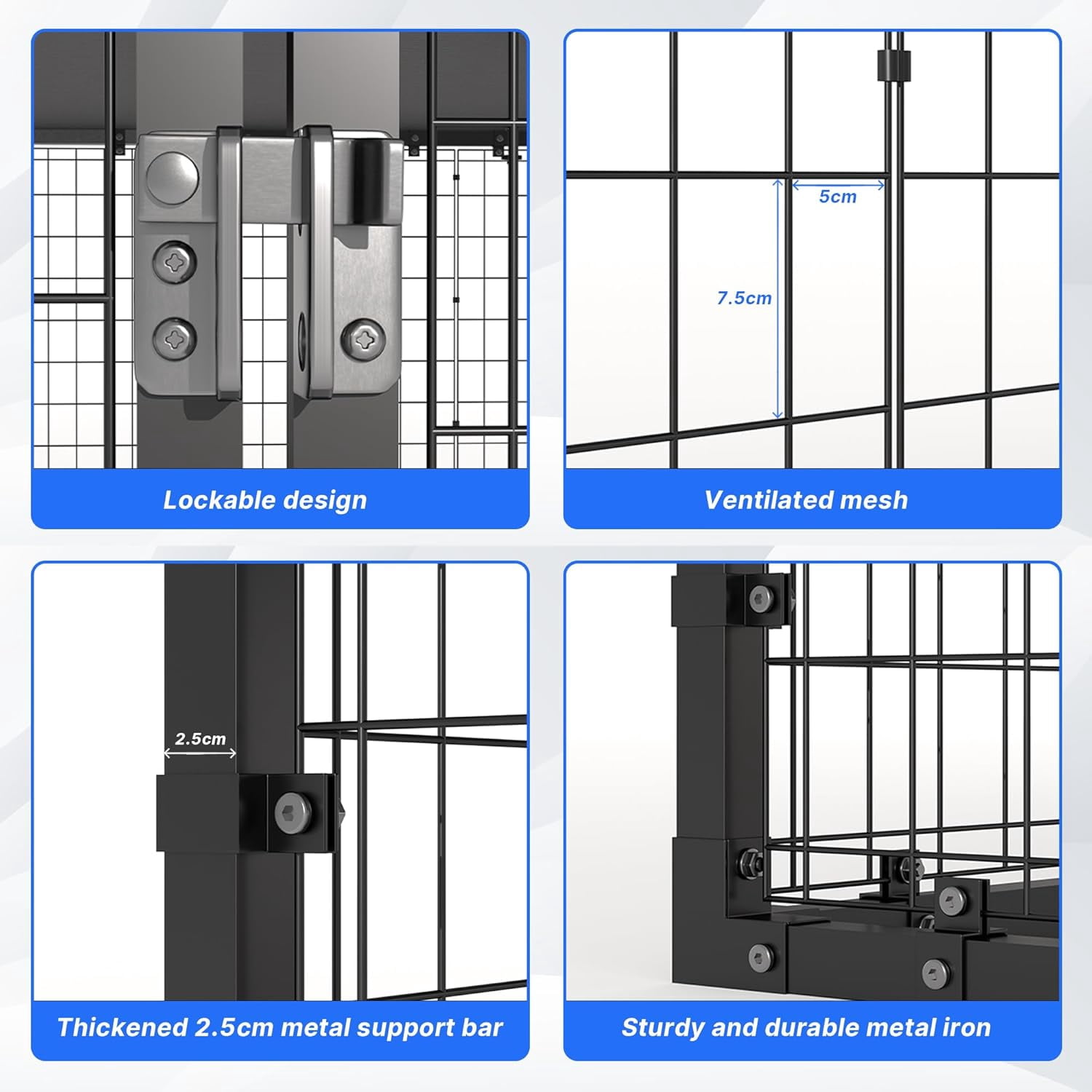 ALAULM 10x10x6 FT Large Outdoor Dog Cage, Heavy-Duty Kennel Enclosure with Weatherproof UV-Resistant Cover, Rust-Proof Galvanizing Steel Barrier Fence with Dual Safety Lock for Yard, Garden & Patio