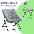 thumbnail image 5 of ARKANTOS Folding Saucer Chair for Adults, Comfy Chair for Bedroom and Living Room with Ottoman, Faux Fur Lounge Chair,Gray, 5 of 8