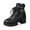 Black, variant on Women's Ankle Boots - Fashion Leather Lace Up Back Zipper Platform High Heeled Winter Footwear for Women