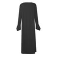 thumbnail image 5 of Up to 60% Off! pstuiky Dresses for Women, Women Button Flower Print Pleated Dress Long Sleeve V-Neck Dress Mid-Calf Dress with Pocket Leisure Black S, 5 of 5
