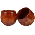 thumbnail image 4 of Masteelf 2Pcs Saki Cups Japanese Design Zizyphus Jujube Wood Holding Liquids 5.40X5.40X3.90Cm, 4 of 8