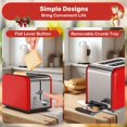 thumbnail image 3 of YSSOA Stainless Steel 2 Slice Toaster, 6 Browning Setting and Bagel/Defrost/Cancel Functions, Retro Compact Oven, Extra Wide Slot, Removable Crumb Tray, Red, 3 of 7