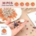 thumbnail image 2 of Uxcell 8mm Flower Glass Beads, 30Pcs Handmade Gold Sand Floral Round Beads Faceted Spacer Loose Bead Rondelle for Jewelry Making Necklace Bracelet DIY Crafts, Orange, 2 of 5