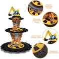thumbnail image 3 of Decoración de cumpleaños de construcción de 3 niveles con temática de construcción para magdalenas, soporte de cartón, camión volquete, expositor de postre, soporte para torre de magdalenas, 3 of 7