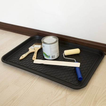 Stalwart All-Weather Indoor/Outdoor Boot Tray with Raised Edge (Black)