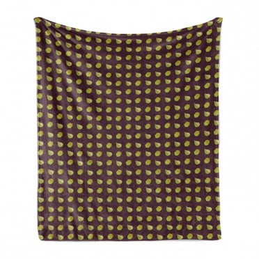 Acorn Soft Flannel Fleece Throw Blanket, Leaves and Acorns Pattern Hand Drawn Illustration of Fall Elements, Cozy Plush for Indoor and Outdoor Use, 60" x 80", Pale Brown Eggplant, by Ambesonne