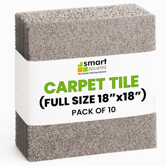 Smart Squares In A Snap Peel and Stick Carpet Tiles, Made in USA, Padded, 10 Tiles, 956 Bayside