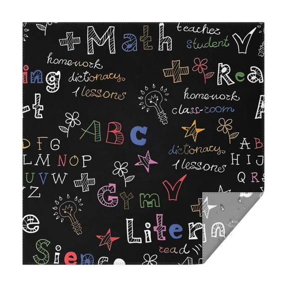 Math Equations White Symbols Black Pattern Square Tablecloth,Waterproof Square Table Cover,Wipeable Spillproof Washable Table Cover for Home Kitchen Party Decor 42"X42"(107x107cm)