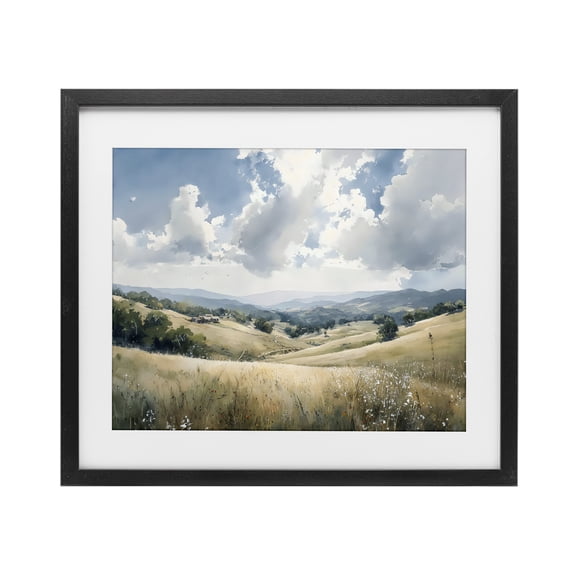 Stupell Industries Traditional Distant Hill House in Meadow Black Framed Print Under Glass, 16 x 13, by Franklyn Gregory