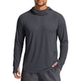 thumbnail image 2 of Betivan Men's Solid Color Long Sleeved Hooded Sun Protection Shirt Drying And Lightweight, 2 of 8