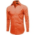 thumbnail image 2 of Men's Classic Fit Long Sleeve Wrinkle Resistant Button Down Premium Dress Shirt (Orange, M), 2 of 4