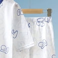 thumbnail image 4 of KPOPLK Little Girls Pajamas Short Sleeve Cotton Toddler Pjs Sleepwear Pajama Summer Clothes Sets 1-7T(12-18 Months,Blue), 4 of 6