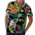 thumbnail image 1 of Camisa de manga corta con solapa y estampado hawaiano para hombre Pompotops  oipoqjl24886, 1 of 6