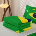 thumbnail image 6 of Manfei Brazil Flag Zipper Twin Comforter Sets with Fitted Sheet and 2 Pillowcases,World Travel Culture Zipper Bedding Set,Green Yellow Blue,Light Gray Reversible,4pcs, 6 of 8