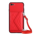 thumbnail image 4 of for iPhone 7 / 8 / SE 2022 & 2020 Slim Case with Card Holders and Strap for Women, iPhone 7/ 8/SE 2022 & 2020 Phone Case Wallet PU Leather Kickstand RFID Blocking Flip Shockproof Wallet Case - Red, 4 of 11