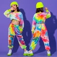 thumbnail image 5 of Ropa de hip hop, sudadera multicolor, pantalones casuales para niñas, ropa de baile de salón de jazz, atuendos de escenario, ropa rave, 5 of 5