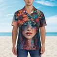thumbnail image 2 of Balery Bohemian Colorful Flower Woman Camisas hawaianas de manga corta para hombre, camisas playeras de corte holgado, camisas de vacaciones con botones,XX-Large, 2 of 7