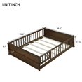 thumbnail image 7 of Miniyam Full Size Kids Floor Bed with Guardrails, Door and Book Storage, Espresso, 7 of 7