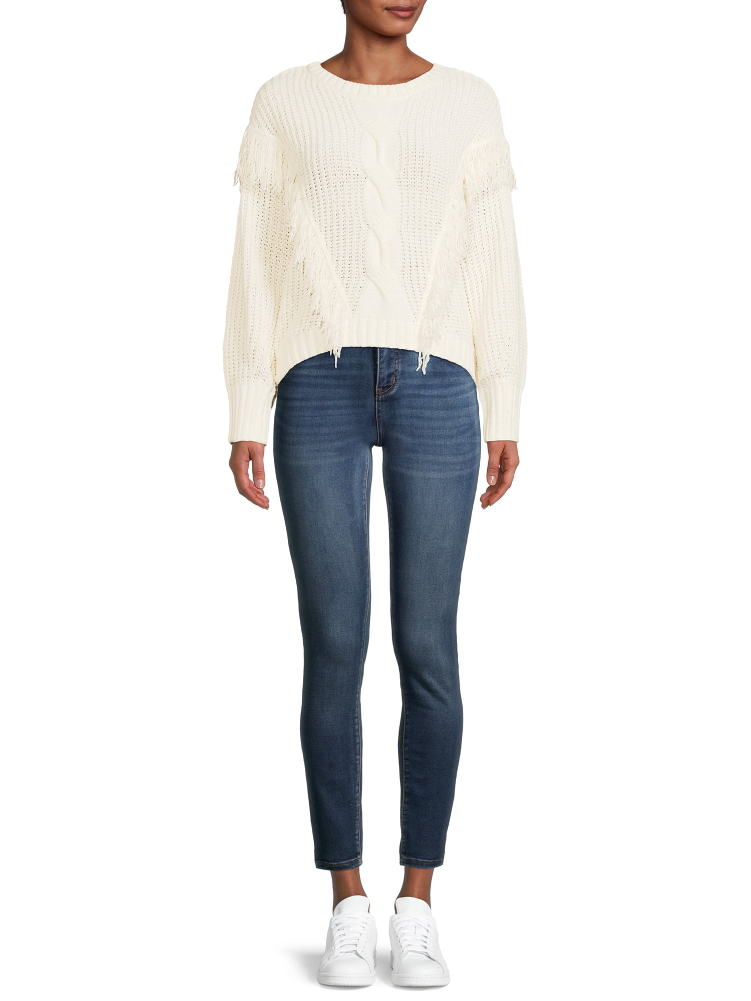 No Boundaries Juniors' Chenille Fringe Sweater