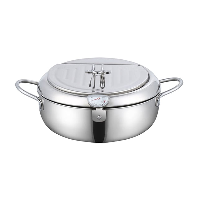 BZOTY Stainless Steel Deep Fryer 2025 New Japanese Deep Fryer Pot Stainless Steel Deep Frying Pan With Lid Temperature Control & Oil Drip Drainer Filter Rack For Kitchen Home Use-B