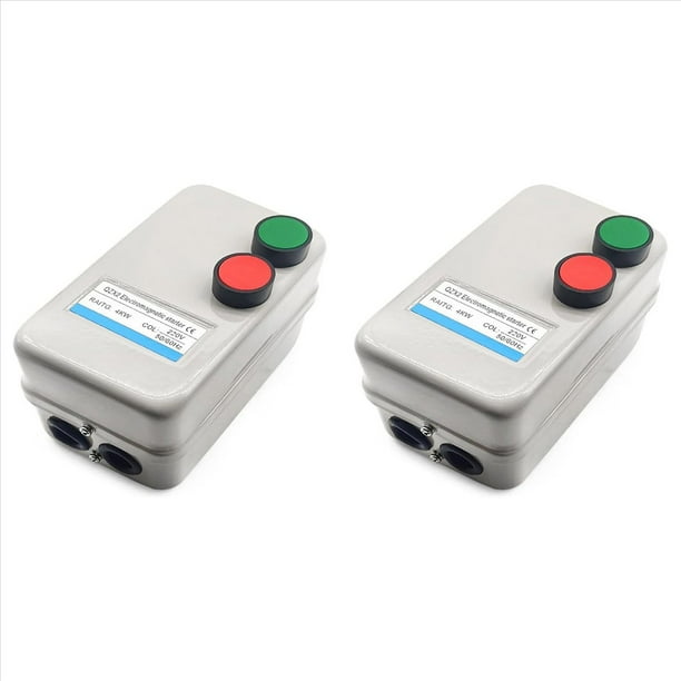 2X Arrancador de Motor Eléctrico Magnético, 220V 4KW 5.5HP Arrancador de Motor con Interruptor Magnético Trifásico o Monofásico.