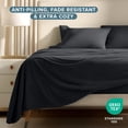 thumbnail image 4 of Bare Home Cozy Fleece Sheet Set - Extra Plush Polar Fleece - Deep Pocket - Split King, Black, 4 of 11
