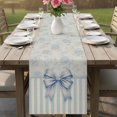 thumbnail image 6 of Table Runners 70 Inches Long Dress Scarves, Vintage Blue Bow Farmhouse Coffee/Dining/Kitchen Table Decor, Holiday Table Runner, Farmhouse Roses Floral Stripes 13x70 Inch, 6 of 9