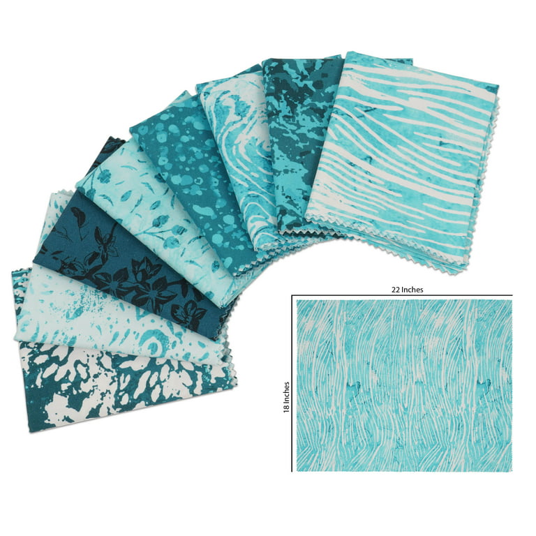 Soimoi 8 Pc Fat Quarter Bundle-BatikPrint 18x 22DIY Patchwork-100%  CottonPre-Cut Quilting Fabric Medium Blue 