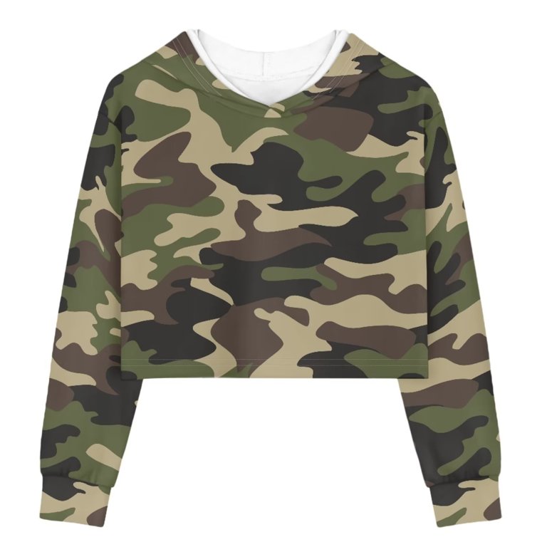 FKELYI Camo Hunting Army Crop Tops Hoodies Kids Size 9-10 Years Stretchy  Hiking Sweater with Hoodie Comfy Running Long Sleeve Pullover Tops for  Girls - Walmart.com